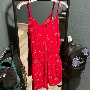 Red floral Romper